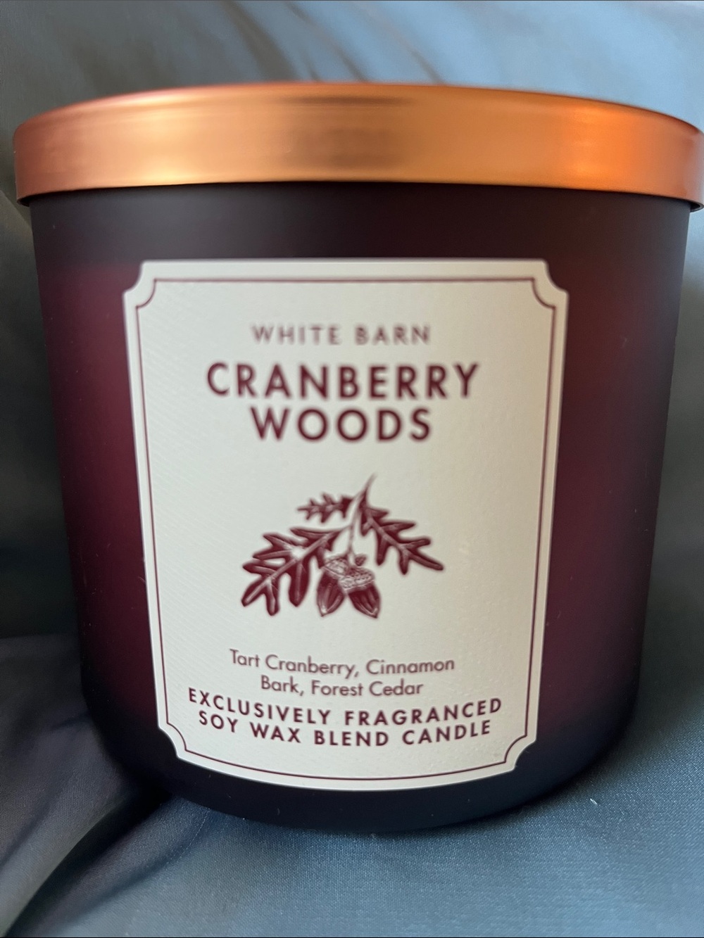 White Barn Cranberry Woods Candle - Berry Red with Copper Lid